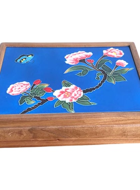 23*33老榆木桌面摆件镶嵌瓷版画