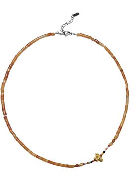 纯银莲花碧玺红玛瑙国风项链