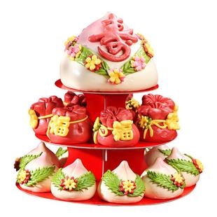 胶东花饽饽寿桃馒头老人生日祝寿花饽饽过寿胶东花馍馍塔式寿包