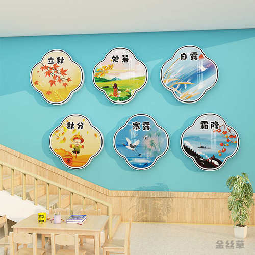 幼儿园墙面装饰二十四节气墙贴传统文化楼梯走廊环创主题墙面布置