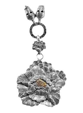 重工999足银手工牡丹项链礼物