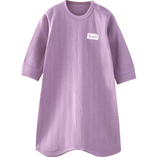 婴儿睡衣春秋款纯棉睡袍宝宝睡袋秋季连体衣家居服防踢被儿童睡裙