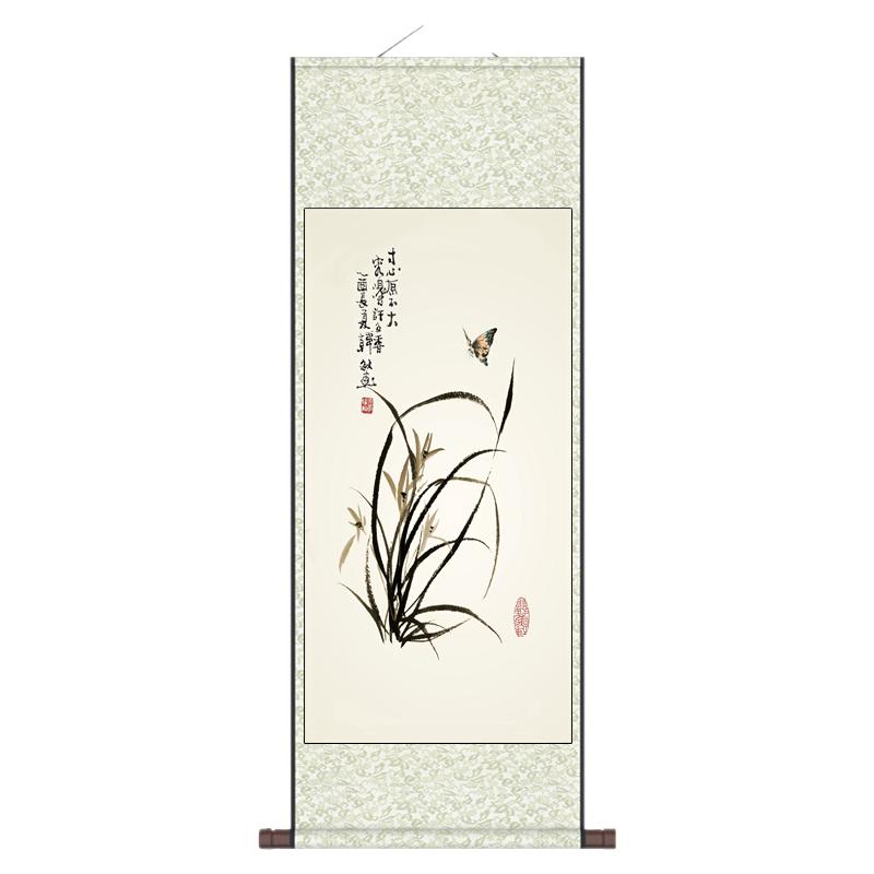 素雅兰花丝绢壁画名家字画风水玄关画客厅装饰画花鸟画国画定制