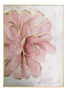 大芬村手绘油画金箔粉色花卉装饰