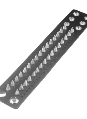 圆锥尖铆钉孔眼黑色牛皮朋克手链