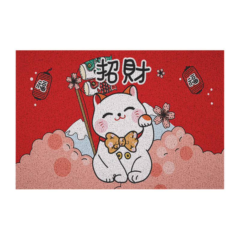 招财猫丝圈地垫大面积蹭土卡通
