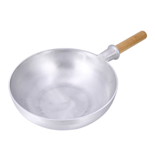 筱诺商用纯铝炒锅厨师专用圆底平底锅加厚大马勺无涂层燃气灶适用