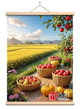 新款好寓意餐厅画平平安安挂画客厅装饰画丰收图五谷丰登布艺壁画
