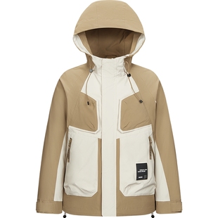 森马羽绒服男宽松连帽两件套春季撞色拼接肌理感外套薄款户外潮流