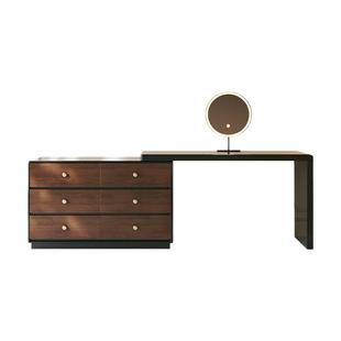 政府补贴帕沙曼实木伸缩转角梳妆台斗柜一体中古风大小户型化妆桌