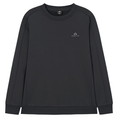 拓路者加绒休闲无帽卫衣男款2025年秋季刺绣深灰圆领套头外套上衣