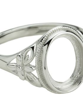 s925纯银镀白金女款简diy戒托