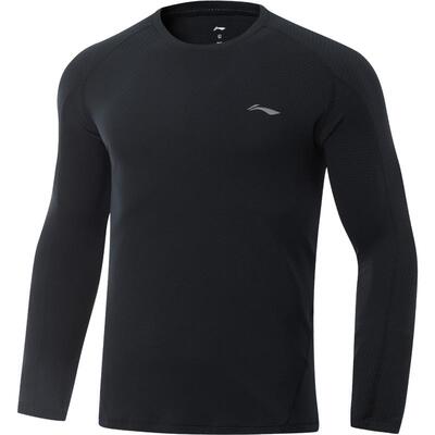 李宁修身圆领男弹力长袖紧身衣