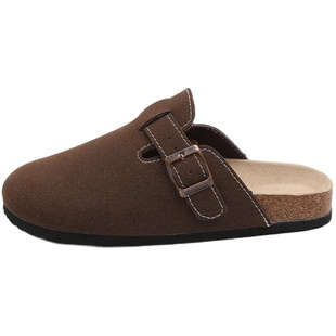 博肯鞋女百搭秋季新款纯色学生户外懒人鞋休闲平底文艺包头半拖潮