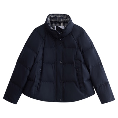 SeRinaBlue格子拼色女士羽绒服