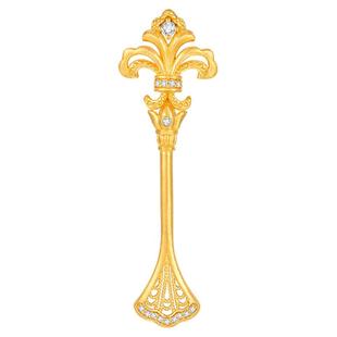 【明星同款】莱绅通灵 鸢尾权杖 足金黄金红宝石钻石吊坠毛衣链