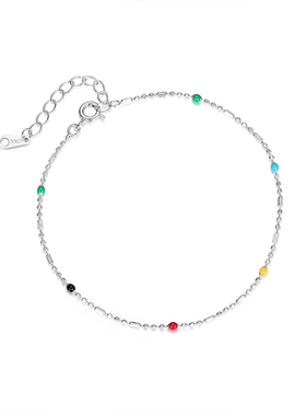 S925纯银多巴胺彩虹豆豆手链