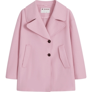 播春新品商场同款宽松一手长A型个性偏门襟毛呢大衣女BDQ1AD0642