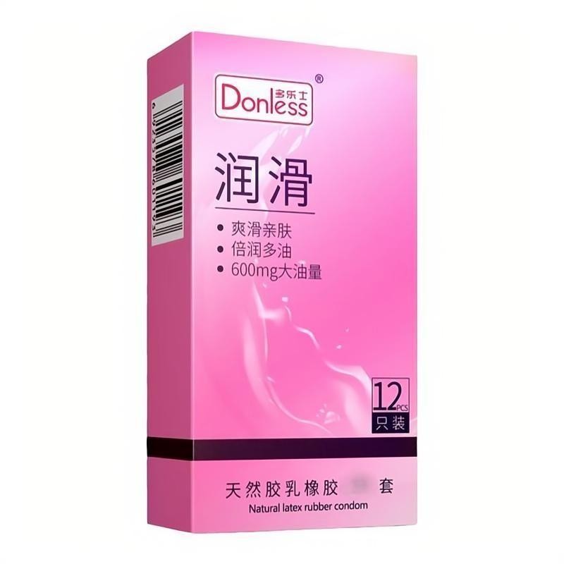 Ｄonless多乐士胶乳避孕套安全套超薄润滑型玫瑰粉大油量男用12只