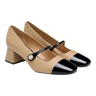 SAM EDELMAN山姆爱德曼春温柔方头银小香风玛丽珍粗跟鞋女KALIYAH