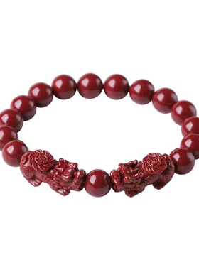 天然原矿红晶砂男士朱砂貔貅手链女款高含量帝王砂手串批发转运珠