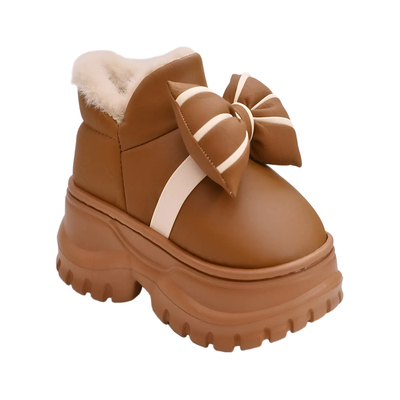 2025新款蝴蝶结女士雪地靴厚底耐磨居家保暖防水保暖轻便全包棉鞋