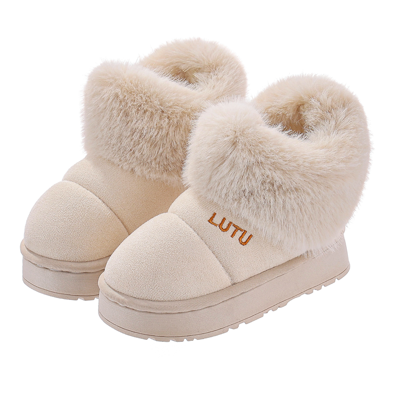 儿童棉拖鞋冬季软底室内加绒公主风包跟防滑居家保暖简约女童棉鞋