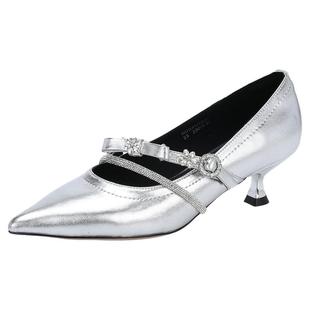 saturdaymode女鞋法式玛丽珍气质淑女轻熟风水钻细高跟浅口单鞋