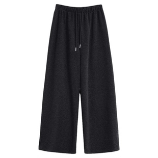 SeRinaBlue商场同款2026冬季新百搭宽松裤子女士直筒松紧腰休闲裤