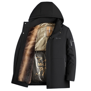 啄木鸟羽绒棉服男士驼绒棉袄冬季男款中老年爷爷棉衣爸爸冬装外套