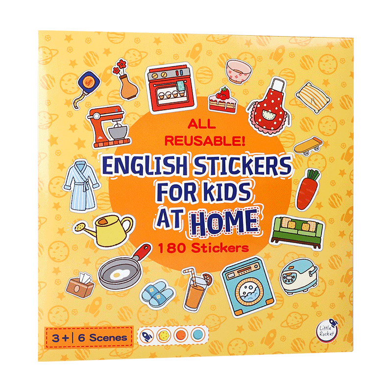 English Stickers for Kids: At Home家庭场景趣味玩乐果冻贴纸 低幼认知启蒙绘本 6大生活场景亲子趣味共读早教书