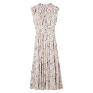 SNIDEL2025秋冬新品优雅荷叶边小飞袖印花茶歇连衣裙SWFO254139