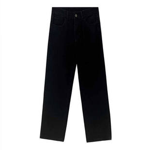 黑色直筒牛仔裤女2025年冬新款加绒高个子加长烟管裤女窄版阔腿裤