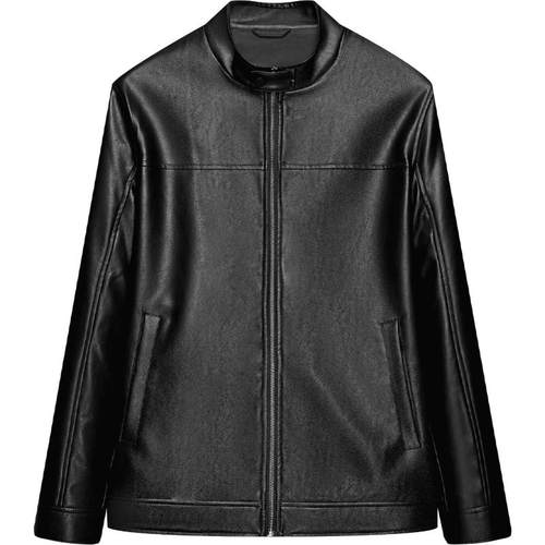 HLA/海澜之家轻商务PU皮夹克25秋新立领易打理休闲时尚皮衣外套男