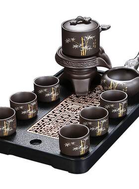 紫砂石磨自动茶具步步高升茶壶懒人泡茶神器创意旋转功夫茶具套装
