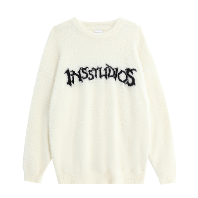 INSstudios马海毛提花LOGO毛衣
