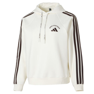 Adidas阿迪达斯卫衣女连帽三条纹宽松运动休闲套头衫KC0034