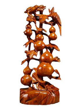 花梨五福临门客厅玄关电视柜木雕