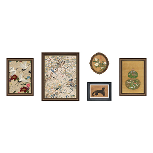 中古风挂画客厅装饰画美式沙发背景墙法式复古油画小众艺术组合画