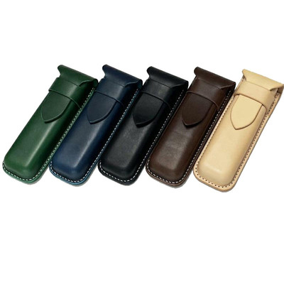 手工简约两支装牛皮笔袋