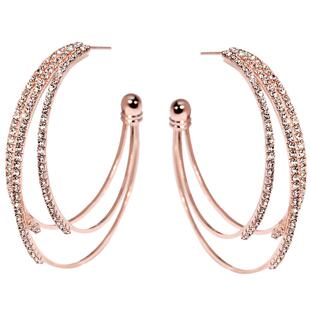 夸张S925银针三层钻大圈耳钉无耳洞耳夹无洞耳环耳饰品时尚女礼物