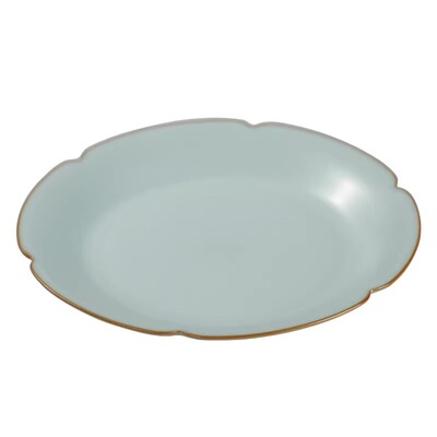 青澹汝窑干泡台壶承复古陶瓷茶点盘茶承托景德镇瓷器天青色花见碟