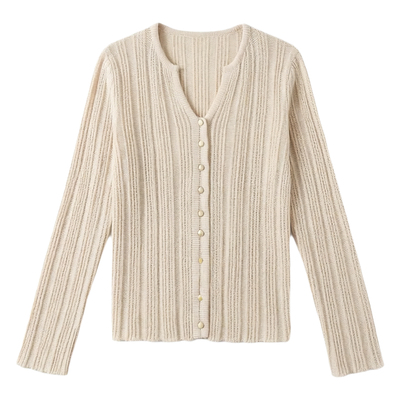V领上衣开叉纽扣设计感针织衫