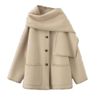 RUISHI芮时 100绵羊毛重工落肩廓形垂感短款双面呢大衣外套女秋冬