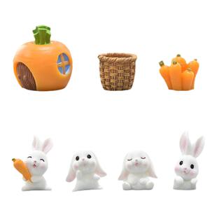 苔藓微景观树脂小摆件可爱兔子动物装饰创意迷你植物diy盆栽造景