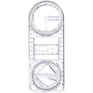 中小学多功能绘图尺子数学几何图形直尺小学生带波浪线量角初高中函数套尺手抄报平行三角尺儿童画圆模板