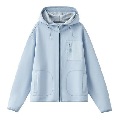 云上生活【露营】UPF50+户外运动防晒落肩袖连帽短外套春季上衣女