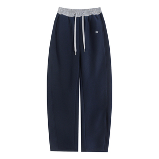 羊羔绒纯棉弯刀阔腿裤女小个子卫裤秋冬加绒加厚直筒裤高腰休闲裤