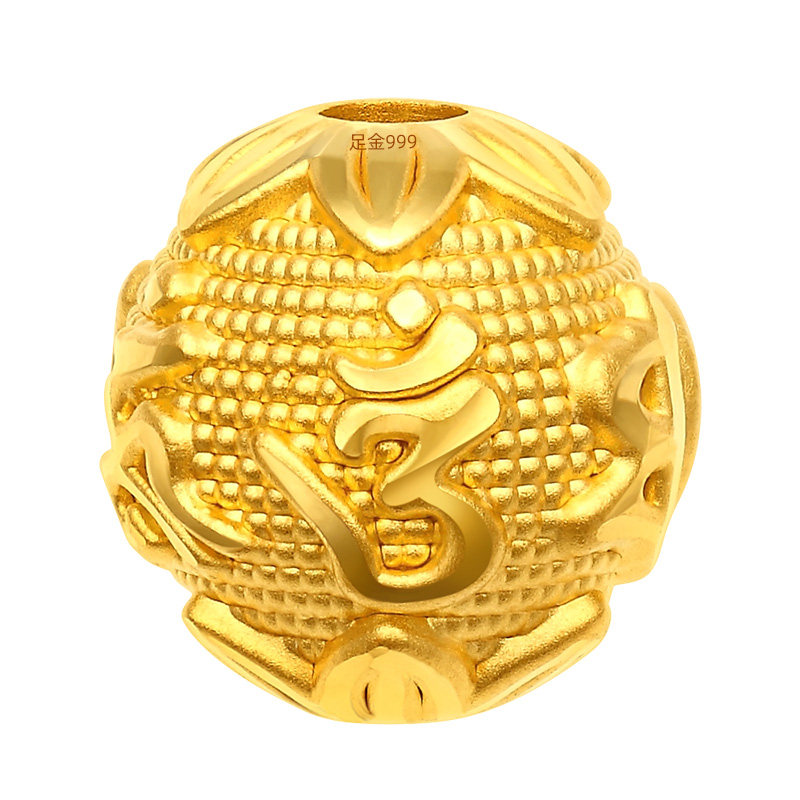 黄金六字真言转运珠 999足金定价路路通