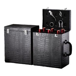 高档六支只装红酒礼盒四支包装盒酒箱 6瓶装皮制葡萄酒礼品盒厂家